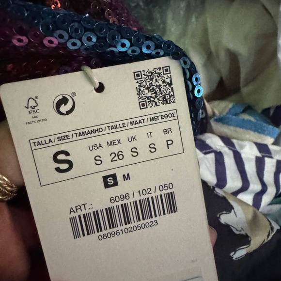 Zara Crossover Sequinn Vibrant Striped Midi Dress NWT - Picture 11 of 15